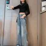Wide-leg pants, autumn wear, girls' high-waisted pants - Image 5