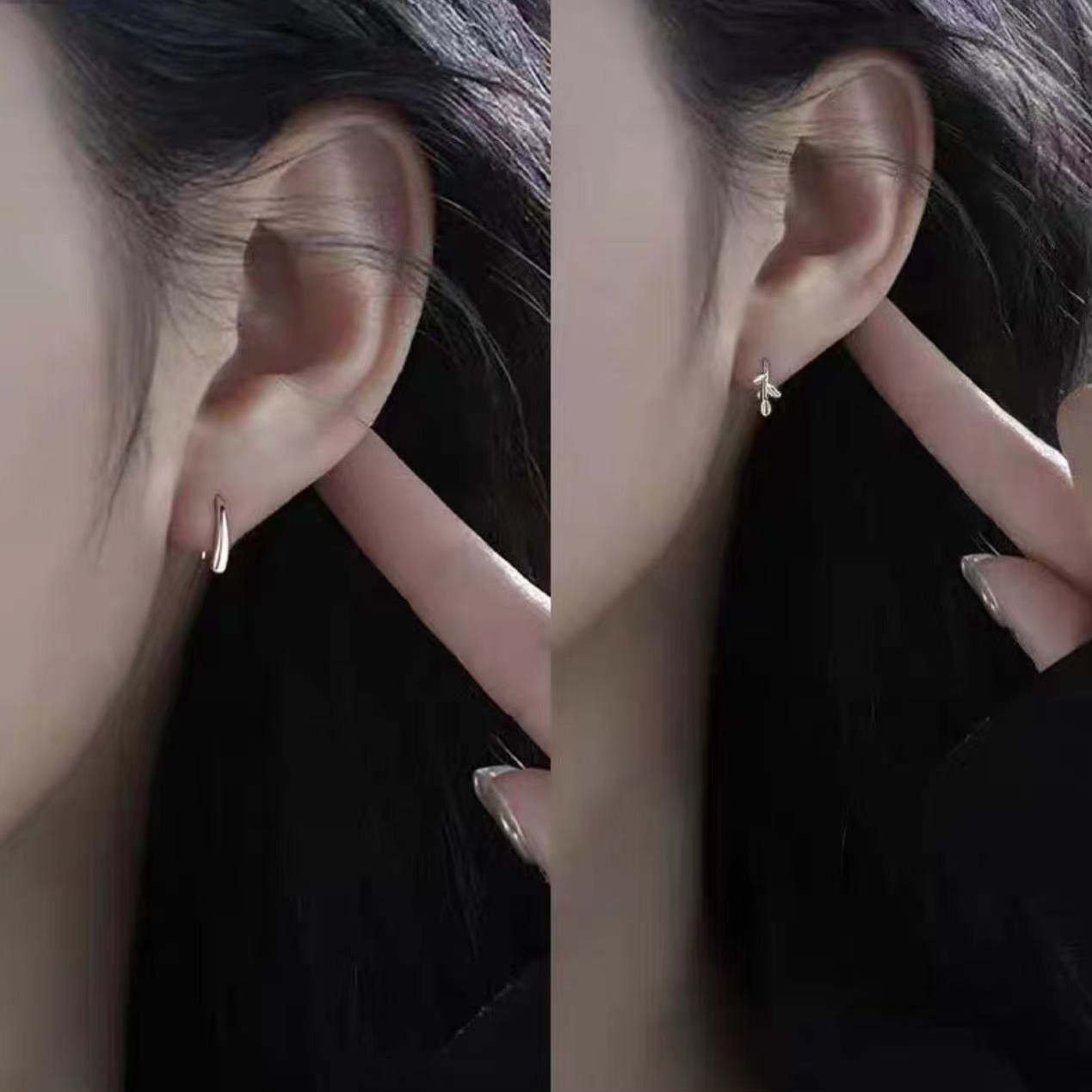 water-drop-ear-hooks-small-leaf-earrings-2-pairs