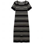 Striped square neck short-sleeved knitted dress for women's autumn - Image 5